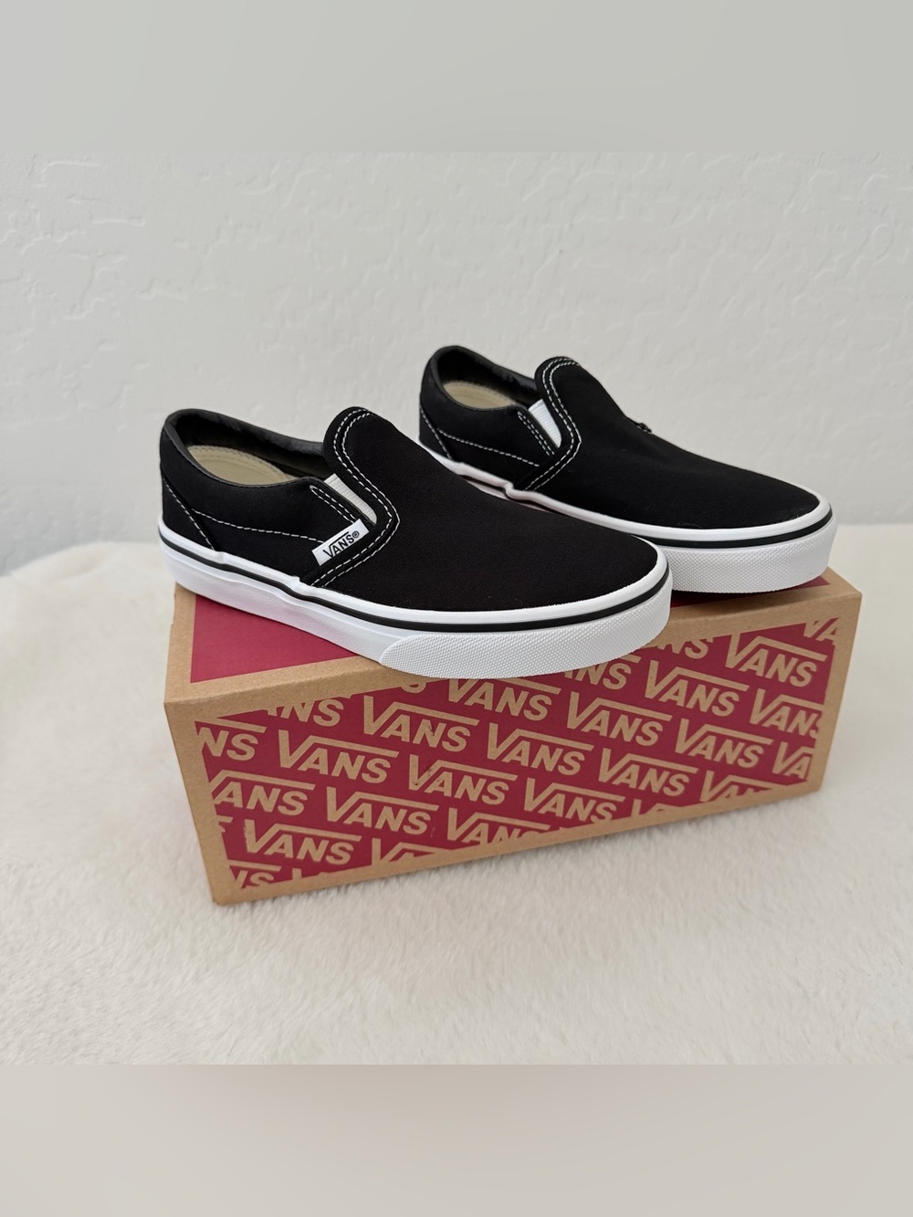 Vans Kids Black & White Classic Slip-On Sneakers